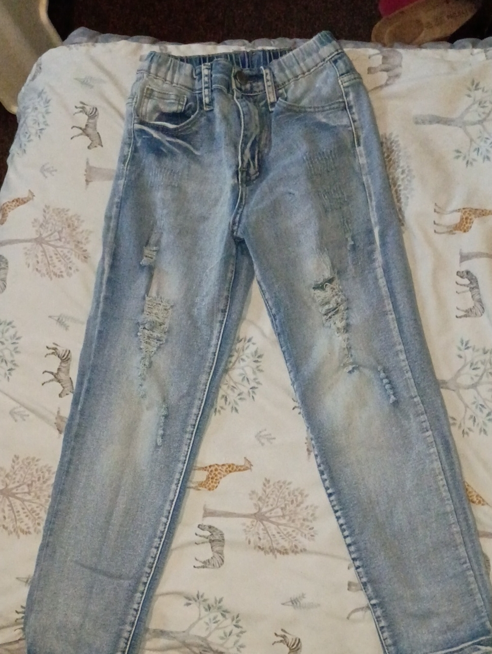 SHEIN Light Blue Distressed Skinny Jeans